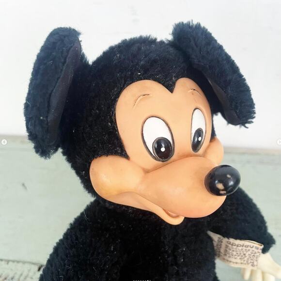 Vintage Mickey Mouse Plush Stuffed Doll Rubber Face Hands Feet Knickerbocker Tag - Picture 7 of 8